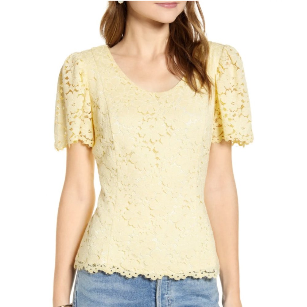 Rachel Parcell Lace Flutter Sleeve Top - NWT